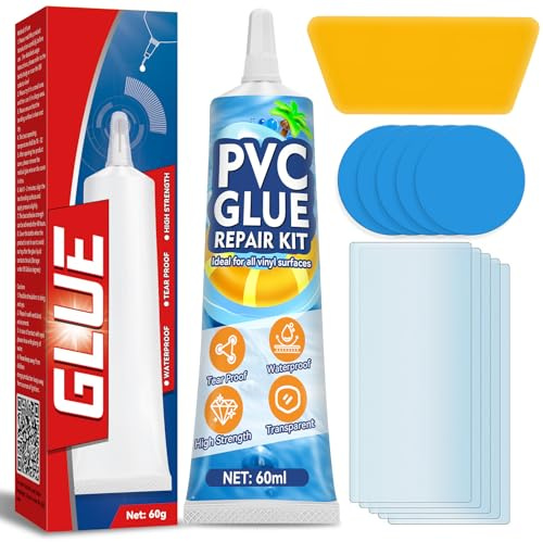 Vigorder Réparation Piscine 60ml Kit Patch Vinyle Étanche pour Gonflables | Adhésif Sous L'Eau, Forte Adhérence, Application Facile, Répare Fuites, Bateaux PVC, Radeaux, Kayaks, Bain À Remous