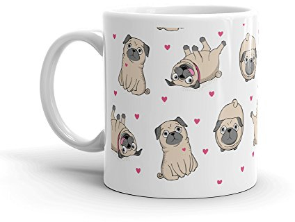 Cute Pug Love Heart Mug Dog Dogs Gift Mug 10oz Coffee Tea #8125