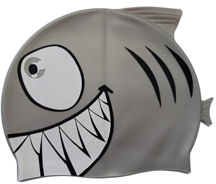 SwimmerShop Gorro para piscina de tiburón de silicona, color plateado