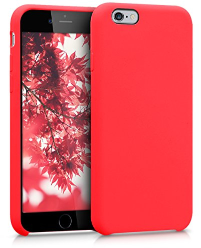 kwmobile Hülle kompatibel mit Apple iPhone 6 / 6S Hülle - Silikon Handy Case - Handyhülle weiche Oberfläche - kabelloses Laden - Neon Rot