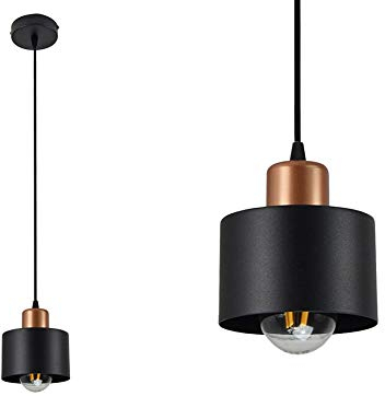 FKL DESIGN Home Deco Schwarze Hängelampe Hängeleuchte 1 flammig Lampe Leuchte 382-Z1 Skandi