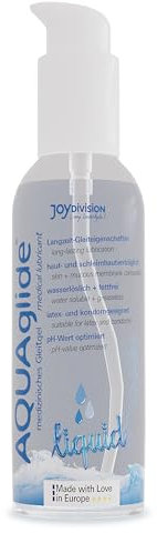 JOYDIVISION AQUAglide liquid 125 ml Gleitmittel, wasserbasiertes Gleitgel & extra flüssig, kompatibel mit Latex-Kondo Men
