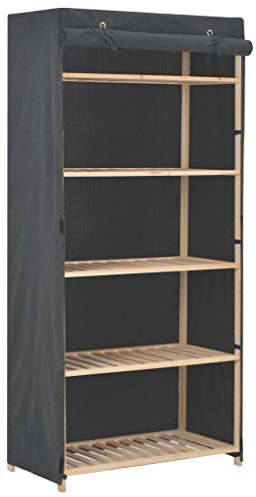 Tidyard Garderobe Kleiderschrank Stoffschrank, Kleiderschrank mit Kleiderstange,Campingschrank Faltschrank mit 4 Feste Regalb?den ideal für Wohnzimmer, Schlafzimmer