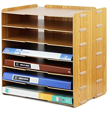WJYLM File Organizer Filling Rack, A4 A5-Ordner aus Holz, Desktop-Ablagefach für Büromaterial, Ablagefach für Datendateien,Gelb