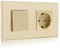 BSEED Lichtschalter mit Steckdose 1 Fach 1 Weg,10A Kristall Glas Platte Wandschalter mit 16A Schuko Steckdose Gold,Physische Unterputz Wandschalter mit Steckdose- 157mm