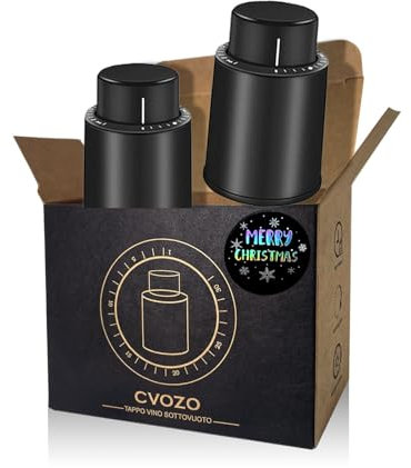 CVOZO Tappo Vino Sottovuoto, Tappo Stopper Vino, Tappo Bottiglia Vino, Tappi Vino di Riutilizzabili Champagne Sottovuoto con Indicatore della Data, Natale Regalo per Gli Amanti del Vino