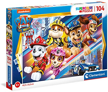 Clementoni 27529 Supercolor Paw Patrol The Movie – 104 Teile – Made in Italy Kinder 6 Jahre Cartoon Puzzle, Mehrfarbig