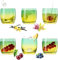 PLATINUX Juego de 6 Tazas de Cristal Verde y Amarillo de 200 ml (máx. 320 ml)