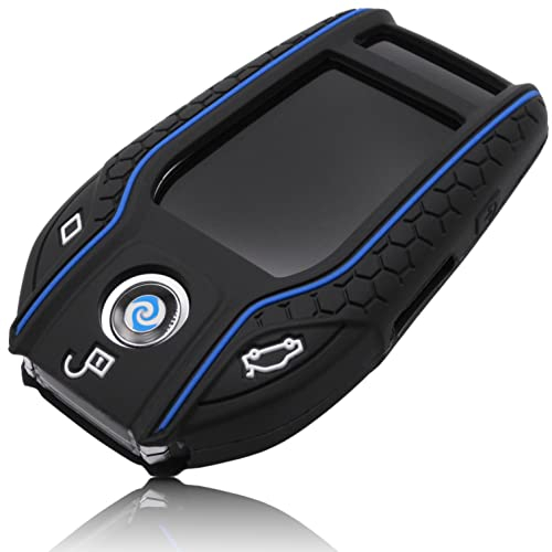 FOAMO Autoschlüssel Hülle Silikon kompatibel mit BMW Display Smart-Key IDG Schlüssel-Hülle Schutzhülle Cover in Schwarz-Blau