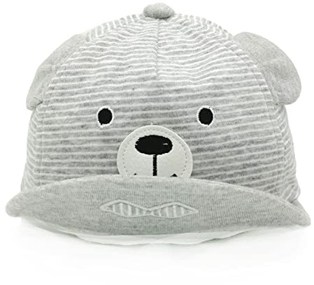 Baby Baseball Cap 3-12 Monaten Baseballmütze Baumwolle Babymütze Schirmmütze Schiebermütze schnell-trocknend Baseball Kappen Anti-UV Sport Cap Sonnenhut Sommerhut für Baby Jungen Mädchen (Bär Grau)