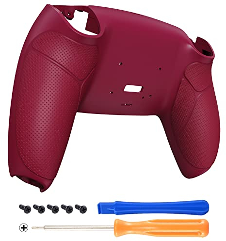 eXtremeRate Gummierter Griff Rückseite Hülle Case Gehäuse für ps5 Controller eXtremeRate Rise/RISE4 Remap Paddles Kit-Cosmic Red