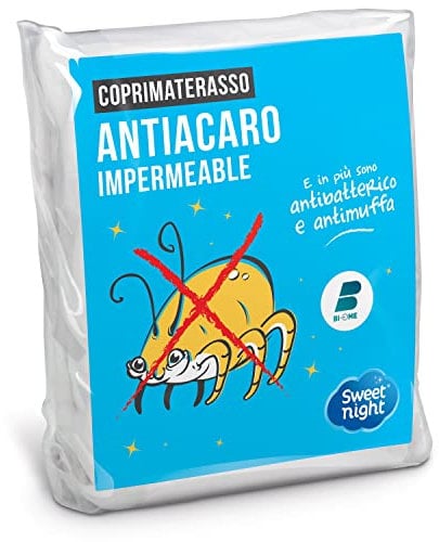 SWEET NIGHT - Matratzenschoner 135x200 cm | Wasserdichte und Anti-Staubmilben-Matratzenauflage | 100 % Baumwollvlies | Leise und atmungsaktiv