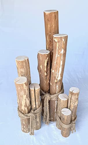 Nature LOUNGE Maritime Windlichtsäulen aus Haselnuss - Naturholz Dekoration Haus und Garten (60 cm)