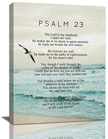 Psalm 23 Wandkunst, Psalm 23, Leinwand-Wanddekoration, Bibelvers, Drucke, Gemälde, christlich, religiös, gerahmtes Kunstwerk für Schlafzimmer, Wohnzimmer, Kirche, 30,5 x 40,6 cm