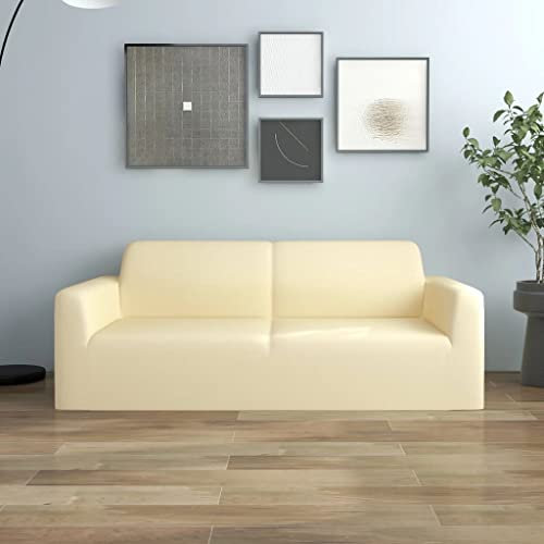 INLIFE Stretch Sofahusse 2-Sitzer Creme Polyester-Jersey,1.15kg,332945
