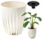 Konzept 11 - Vaso da fiori alto 30 cm di diametro, grande per esterni, balcone, vaso con inserto in palma, colore bianco