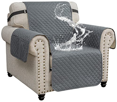 XINEAGE Sofa Überzug Reversible, Wasserdicht Sofabezug, Sofaüberwurf, Sofa Möbel Protector, rutschfeste Sofabezüge für Hunde Haustiere (1 Sitzer, Dunkel Grau)