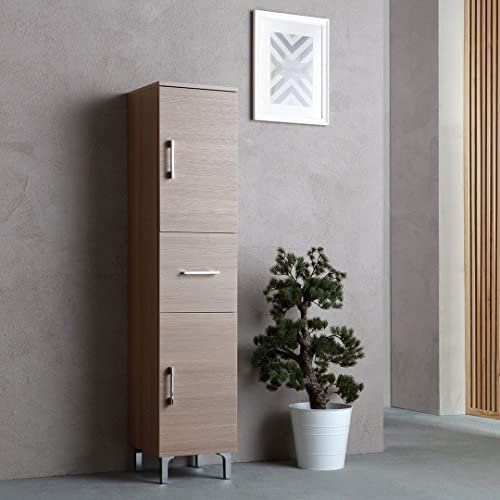 KIAMAMI VALENTINA - Hochschrank 150 cm mit Füßen, 2 Türen und 1 Schublade | Rimini