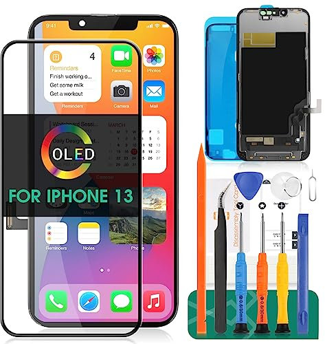 OLED For iphone 13 Screen Replacement For iphone 13 LCD Display For iphone 13 Touch Screen A2631 Digitizer Assembly Repair Kits(Black,Smaller display area)