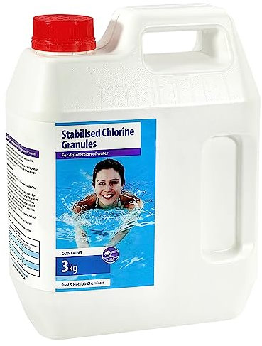 3 kg Chlorine Granules for Swimming Pools & Hot Tub Spas, Disinfects And Kills Bacteria For Safe, Clean, And Healthy Water