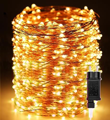 LED Lichterkette Außen Weihnachts, 200M 2000 LEDs Lichter Kupferdraht Beleuchtung Innen Dekorationen Wasserdicht mit 8 Modi für Zimmer,Weihnachten, Bäume,Garten, Party,Hochzeit,Urlaub Deko, Warmweiß