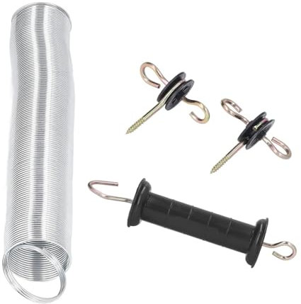 Cyrank Elektrozaun-Tor-Set, Elektrozaun-Griff-Set, Torgriffisolatoren für Weidezauntore, Feder-Torgriff-Set, Kunststoff-Elektrozaun-Torgriff Isolatoren Feder-Elektrozaun-Isolatoren Für Holzpfosten
