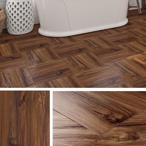 Livelynine Dalle PVC Adhesive Sol Bois Naturel 30x30CM Lino Sol Adhesif Effet Parquet Imperméable Carrelage Adhesif Sol Salle de Bain Sol PVC Adhesif Dalle Salon Dalles PVC Adhesives Cuisine, 4 Dalles