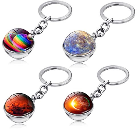 CHILDWEET 5 Stücke Kreative Planet Schlüsselanhänger Zeit und Sternenhimmel Design Hängende für Jungen und Mädchen Gemischte Muster Taschenanhänger für Damen