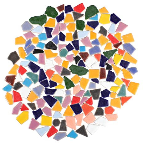 Lurrose 200g Bunte Diy Keramische Mosaikfliesen Unregelmäßige Steine Für Basteln Für Heimwerkerprojekte Garten Und Innenraumdekoration