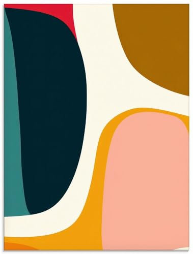 ARTland Wanddeko Glasbilder Wandbild Glas Bild einteilig 60x80 cm Hochformat Abstrakt Design Farbe Retro 70er Jahre Minimalismus U4WU