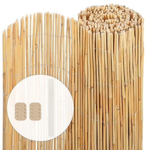 VOUNOT® Recinzione in Canna Naturale Reed Screening, Schermo per la Privacy del Patio, Rotoli Decorativi Frangivista Balcone Canniccio Arella Stuoia Cannette Ombra Recinzione Esterno 100x300cm