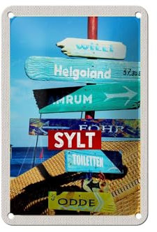 Femer Blechschild Reise 12x18cm Sylt Insel Deutschland Helgoland Schild