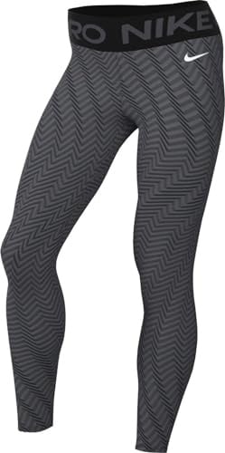Nike Damen Hose W Np Df Mr 7/8 Tight AOP, Anthracite/Black/White, FN4154-060, L