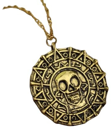 XLTEAM Halskette Anhänger Fluch der Karibik Halskette Azteken Skelett Schädelköpfe Anhänger Münzmedaillon Vintage Schmuck Perfekter Geburtstag Schmuck Geschenk