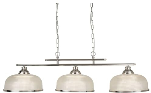 Licht-Erlebnisse Hängelampe 3-flammig B: 99 cm in Silber matt Klar E27 Glas Metall Pendelleuchte Wohnzimmer Billardleuchte Esstisch