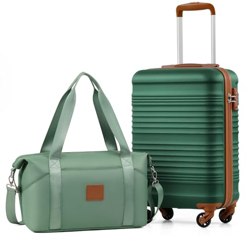 COOLIFE 55×35×20 Cabin Suitcase + 40x25x20cm Ryanair Cabin Bag EasyJet Set | Lightweight Carry On Suitcase PC+ABS Hardshell, TSA Lock 4 Wheels, Tote– Ideal for Personal Item, Paid Hand Luggage & Flights