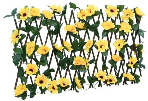 vidaXL Rankgitter mit Künstlichem Efeu, Sichtschutz Pflegeleicht Erweiterbar, Spalier für Terrasse Balkon Garten, Efeuzaun Hecke, Gelb 180x20cm