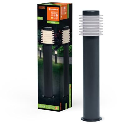 Ledvance ENDURA HYBRID RONDO Außenleuchte, Hybridleuchte, 4W, 250lm, warmweiße Lichtfarbe, 3.000K Farbtemperatur, dunkelgrau, Edelstahl, IP44 & IP67 Schutzklasse, Solar- & Stromnetzbetrieb