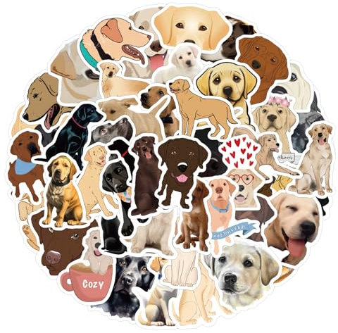 Labrador Aufkleber Labrador Sticker Set 50 Stücke Niedlich Deko für Auto Laptop Skateboard Fahrrad Moped Motorrad Fahrrad Computer,Geeignet für Erwachsene Kinder