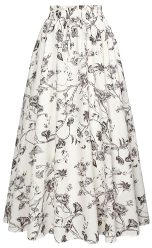 Scarlet Darkness Viktorianischer Maxirock für Damen, Sommer, Blumenmuster, langer Rock mit Taschen