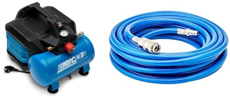 ABAC Compresseur d'Air Portable Silencieux EASE-AIR 6, Compresseur d'Air sans Huile & BGS 3250 | Polychlorure de vinyle (PVC) Tuyau à air comprimé | 10 m