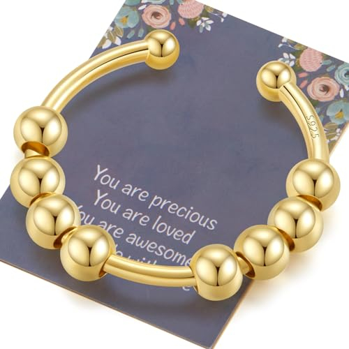 Kenivira Anti Stress Ring Für Damen Edelstahl Angst Rings Gold Verstellbar Anxiety Fidget Ring Spinner Ringe Schmuck Geschenk