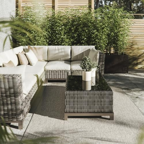 Interiyou Outdoor Teppich Wetterfest Asti - 300x400 cm Hellgrau - Jute Optik - Wasserfest für Balkon, Terrasse, Garten - Outdoorteppich passend auch für Wohnzimmer, Schlafzimmer und Küche
