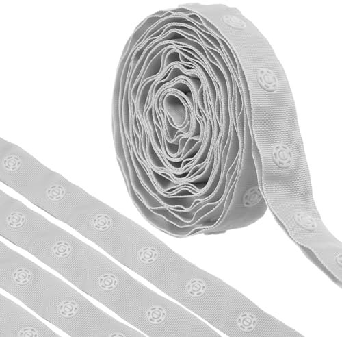 QUARKZMAN 2 Yard Druckknopfband zum Nähen, Baumwoll-Druckknopfbesatz, Verschlussschnallenband für Kleidung, Stoff, DIY-Handwerk, grau