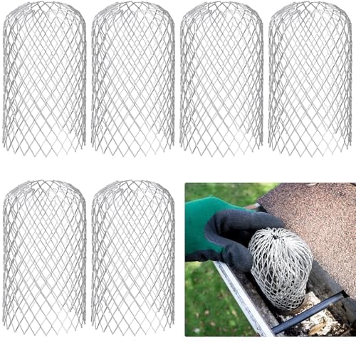 6 Piezas Protector Bajantes Canalones, Canalones y Bajantes de Aluminio, Rejilla Desague Terraza Estirables y Recortables, Canalones de Aluminio Previene Bloqueos de Hojas Suciedad Musgo y Escombros