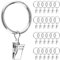 Caianwin 25 Stück Vorhangringe Metall Gardinenringe mit Clips 32mm Innendurchmesser Curtain Rings für Stange Fenster Tür Duschvorhang Wäscheleine(Silber)
