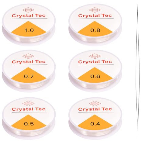 6 Spule Gummiband für Armbänder, 0.4mm 0.5mm 0.6mm 0.7mm 0.8mm 1.0mm Elastisches Band für Armbänder, Reißfeste Schnur für Armbänder, Perlenband Elastisch für Schmuckherstellung, DIY Basteln