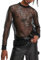 Tynver Camiseta De Manga Larga De Rejilla Negra Para Hombre Camiseta De Rejilla Negra De Manga Larga Camisetas Interiores Party Club Festival Gym(black,XL)