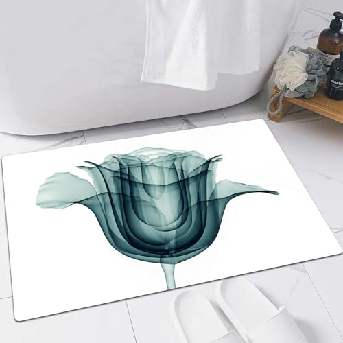 EMFSLA Bath Mat 24x35 in,Xray Flower,X ray Image of a Rose Flower Romance Symbol Creati,Non-Slip Bathroom Mat Machine-Washable,Ultra Soft and Water Absorbent Bath Rug for Bathroom