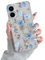 DEFBSC Compatible with iPhone 16 Case, Clear Floral Flower Pattern Print Design for Girls Women Flexible Shockproof Soft TPU Bumper Protective Phone Case - Blue Cosmos
